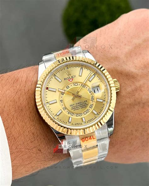 rolex sky dweller champagne dial.